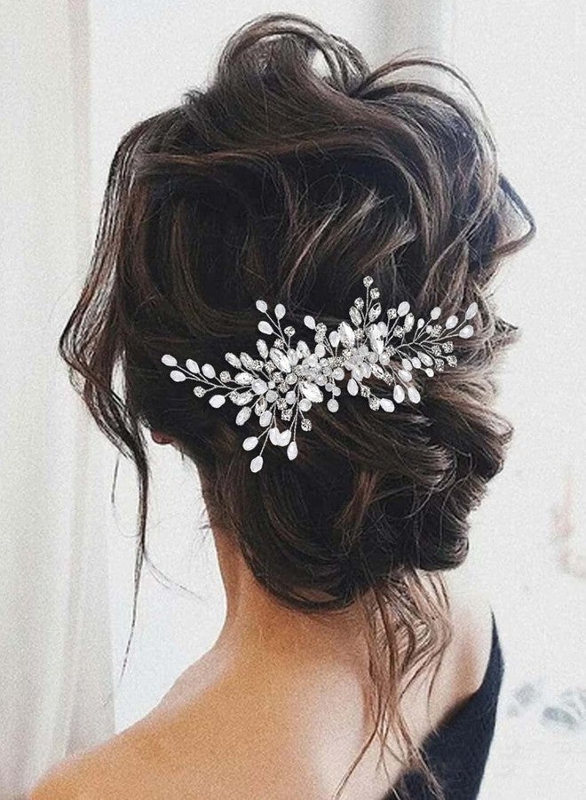 Unicra Silver Bride Wedding Hair Comb Rhinestone Bridal Headpiece Crystal Hair Accessories Hair Piece Jewelry for Women and Girls (A-Silver) - Image 2